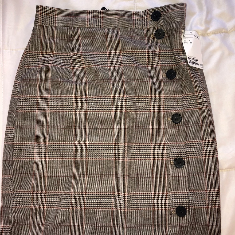 H&M plaid knee length pencil skirt